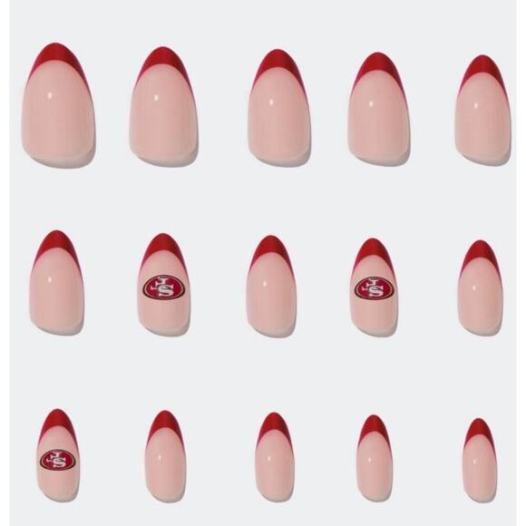 San Francisco 49ers Press-On Nails | Red French Tips + Logo Accent 🏈 - Picture 6 of 6